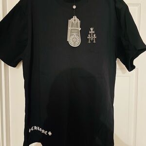 Chrome Hearts Black Tee with Silver Cross Detail